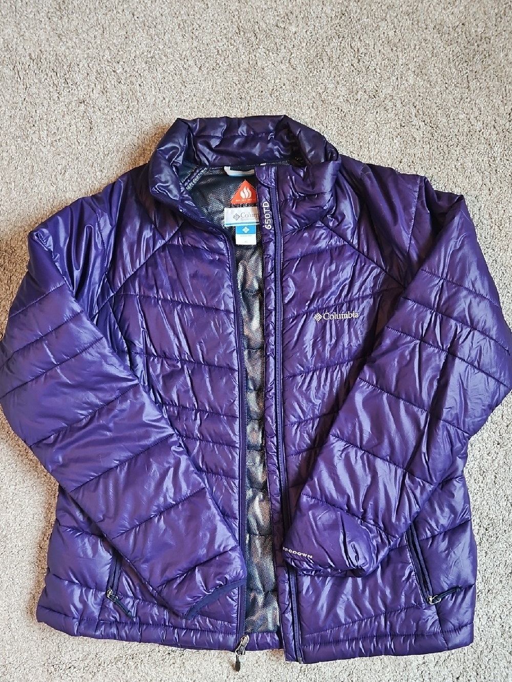 Columbia Women’s Omni-Heat Puffer Jacket XL Purple Insulated Coat